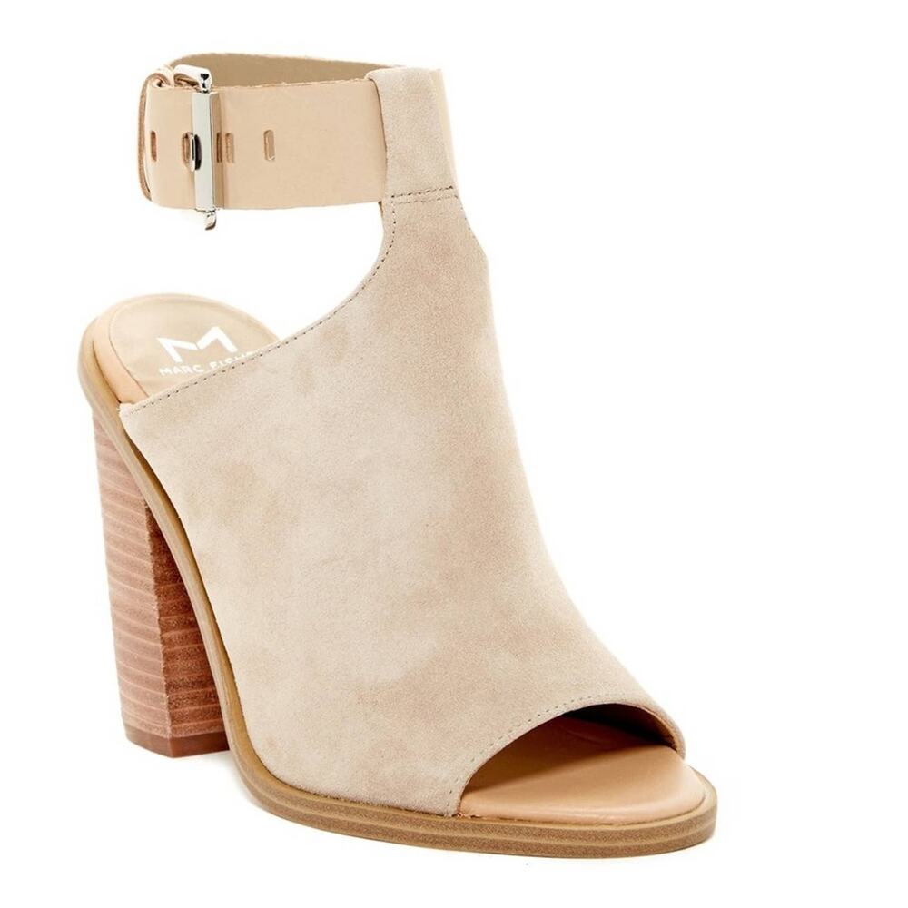 Marc Fisher LTD Vashi Leather Open Toe Ankle Strap Heel Neutral Womens 11M